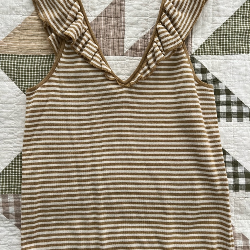 Striped Tan and White Women's Top